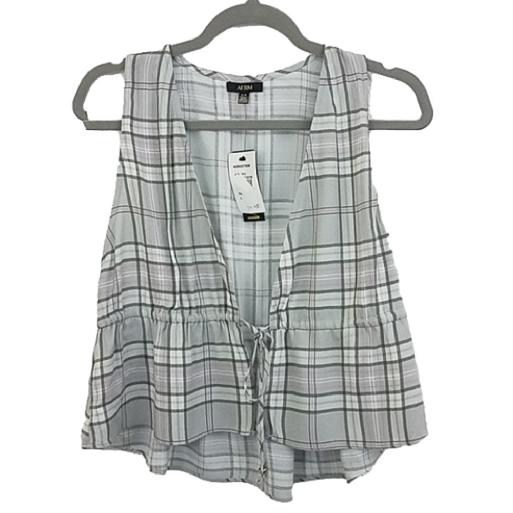 𝅺AFRM plaid vest sz Large New with tags cinch waist